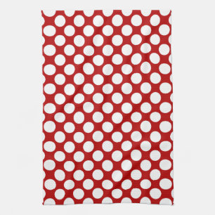 Linge De Cuisine Grands points rétro - blanc et rouge