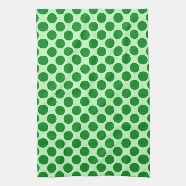 Linge De Cuisine Grands points rétro - vert émeraude et menthe (Vertical)
