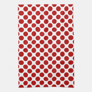 Linge De Cuisine Grands rétros points - rouge et blanc