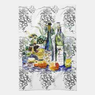 Linge De Cuisine Grapes&bottles