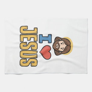Linge De Cuisine Graphique chrétien vintage j'aime Jésus