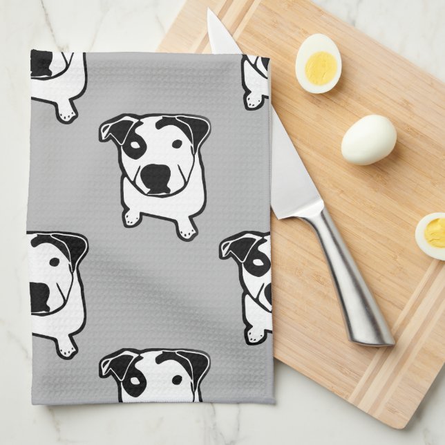 Linge De Cuisine Graphique d'à l'os de pitbull (Quart Plié)