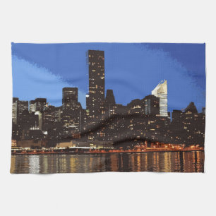 Linge De Cuisine Graphique de l'horizon de New York la nuit