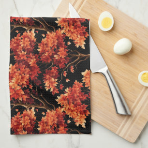 Linge De Cuisine Graphique Motif sans couture Red Fall Maple Tree
