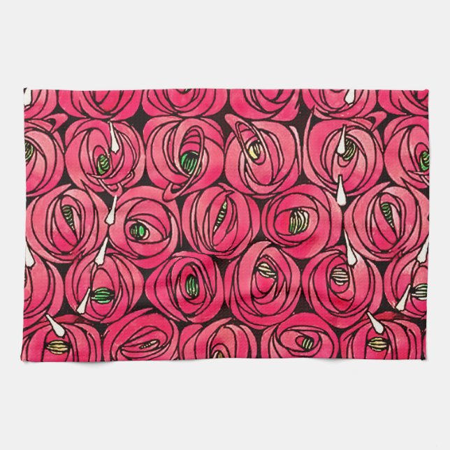 Linge De Cuisine Graphique rose Art Nouveau Rennie Macintosh (Horizontal)