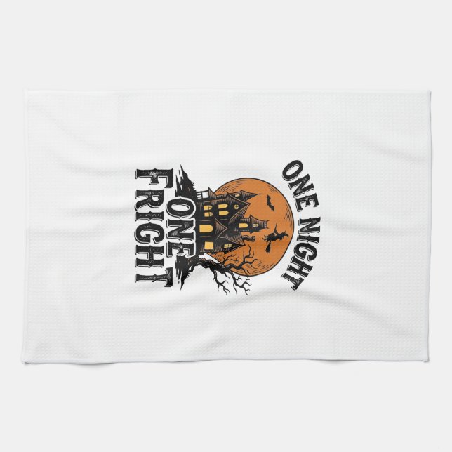 Linge De Cuisine Graphisme de sorcière de lune de Halloween hanté v (Horizontal)