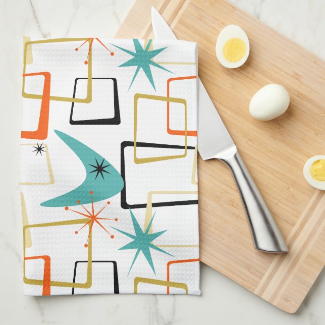 Linge De Cuisine Gras étoiles atomiques Boomerang Carrés milieu du  (Quart Plié)