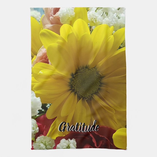 Linge De Cuisine Gratitude Floral Yellow Daisy Photo (Vertical)