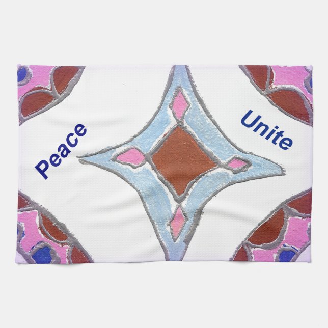 Linge De Cuisine "Gratitude Peace Love Unite" Mandala Art Imprimer (Horizontal)