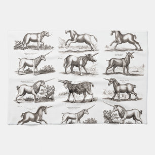 Linge De Cuisine Gravure de licorne antique spécimen de zoologie vi