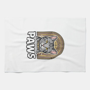 Linge De Cuisine Gravure de pattes de chat de style vintage Graphis