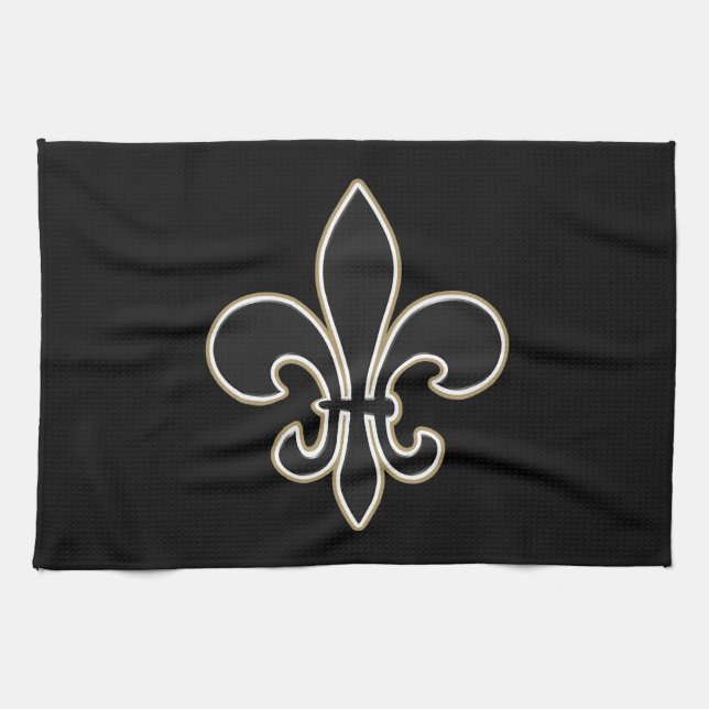 Linge De Cuisine Gravure Vintage Classique Fleur-de-lis Art (Horizontal)