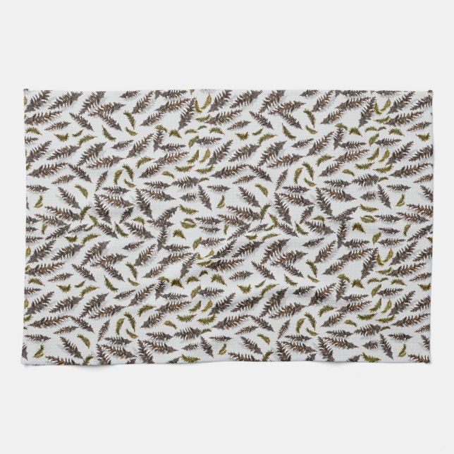 Linge De Cuisine Gray Pinecones Evergreen Kitchen Towel (Horizontal)