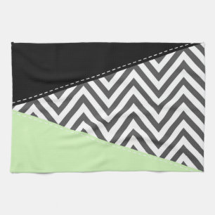 Linge De Cuisine Gray Zigzag, Gray Chevron, Zigzag Pattern, Mint