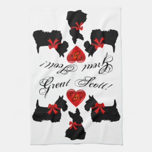 Linge De Cuisine "Great Scott !", coeur d'amour écossais Terrier/r