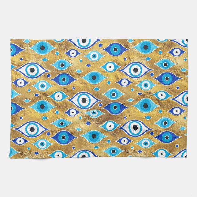 Linge De Cuisine Grèce Mati Mataki - motif des yeux malveillants de (Horizontal)