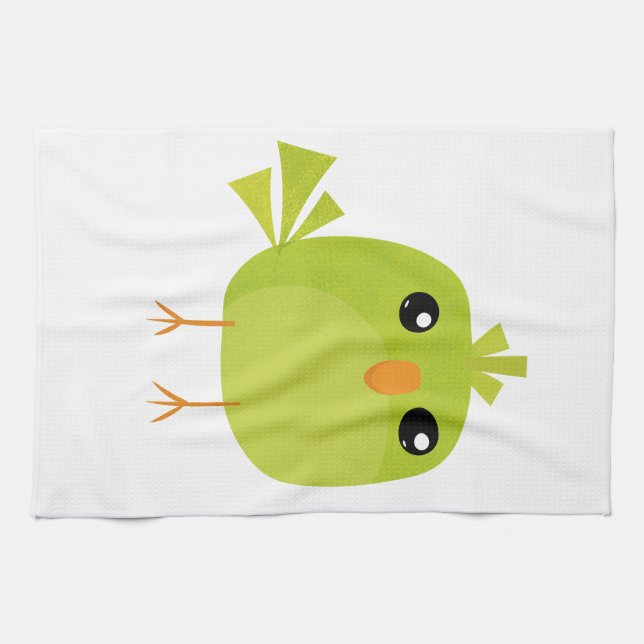 Linge De Cuisine Green Bird Cartoon   (Horizontal)