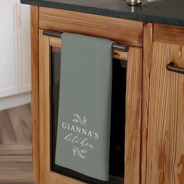Linge De Cuisine Green | Botanique personnalisée Cuisine de votre n (Créateur téléchargé)