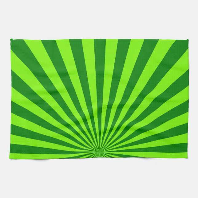 Linge De Cuisine Green et Lime Funky Striped Abstrait Art (Horizontal)