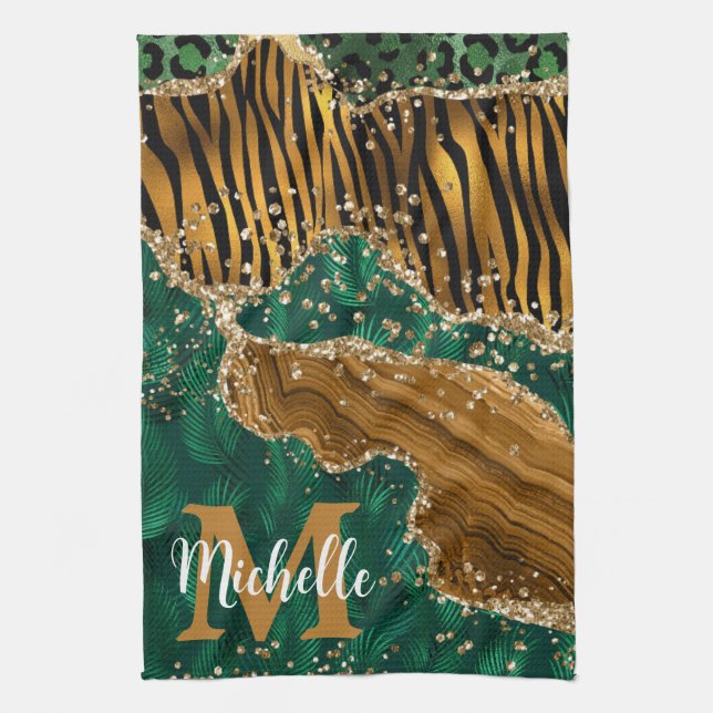 Linge De Cuisine Green & Gold Safari Parties scintillant animale Ag (Vertical)