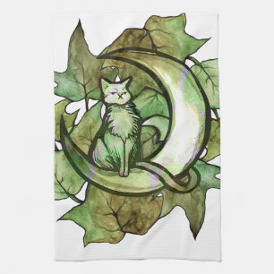 Linge De Cuisine Green Ivy Chat Lune Enfant Art Luna Chats