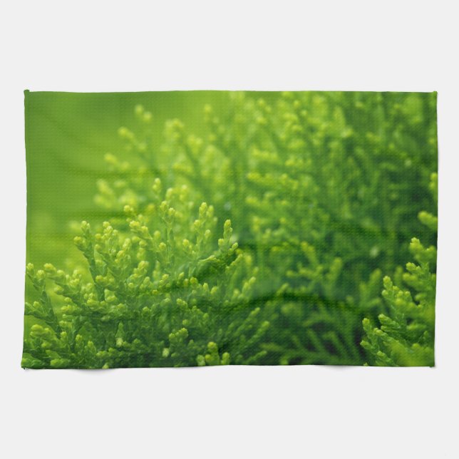 Linge De Cuisine Green leaves background (Horizontal)