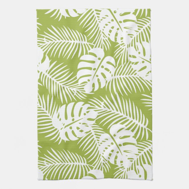 Linge De Cuisine Green Palm Feuille Rainforest Motif (Vertical)