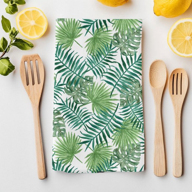 Linge De Cuisine Green Tropical Summer Exotic Botanic Palm Feuille (Green Tropical Summer Exotic Botanic Palm Leaves Kitchen Towel)