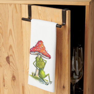 Linge De Cuisine Grenouille à couchage lunaire sous un champignon