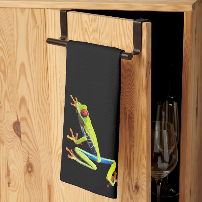 Linge De Cuisine Grenouille à feuilles rouges (Pliage en tiers)