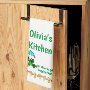 Linge De Cuisine Grenouille Champagne Frogging Wet Kitchen Serviett