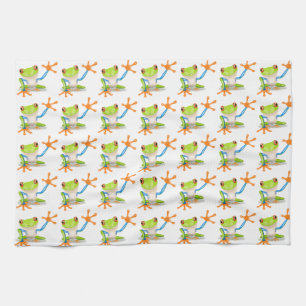 Linge De Cuisine Grenouille d'arbre aux yeux rouges colorée