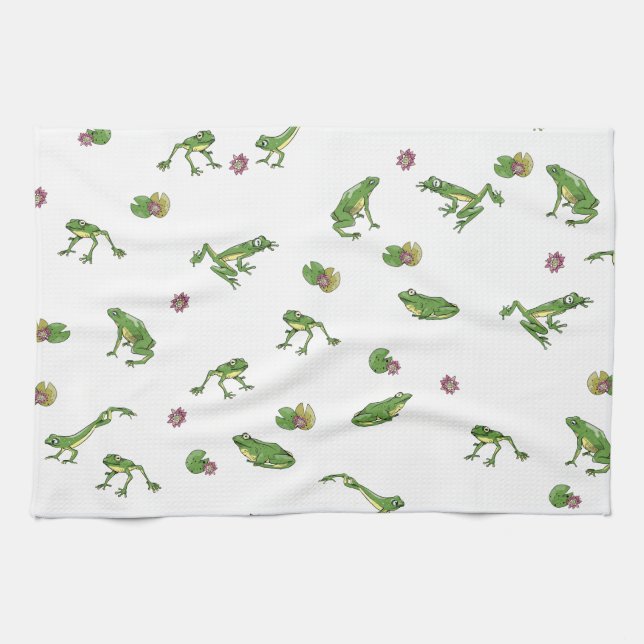 Linge De Cuisine Grenouilles vertes (Horizontal)