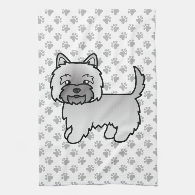 Linge De Cuisine Grey Cairn Terrier mignon chien de dessin (Vertical)