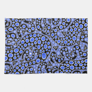 Linge De Cuisine Gribouillis bleus électriques