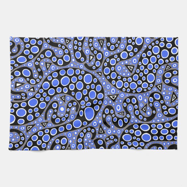 Linge De Cuisine Gribouillis bleus électriques (Horizontal)