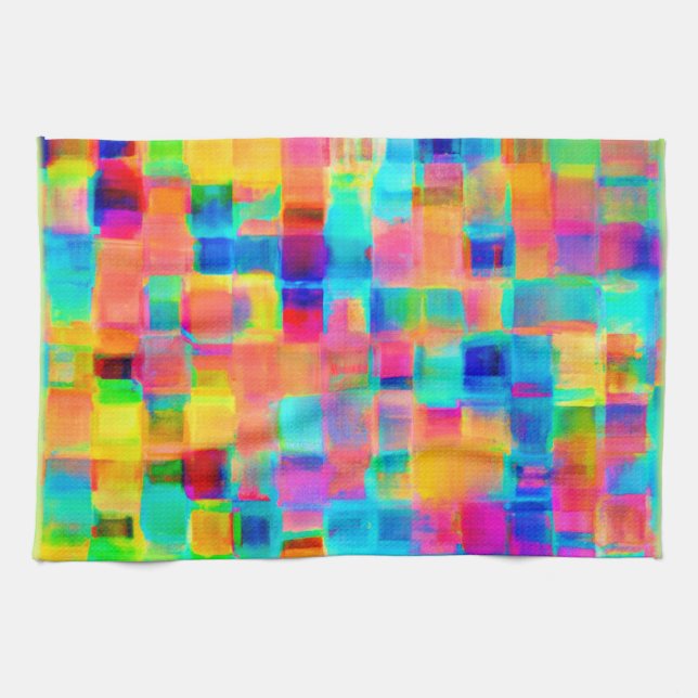 Linge De Cuisine Grille de couleurs abstraite (Horizontal)