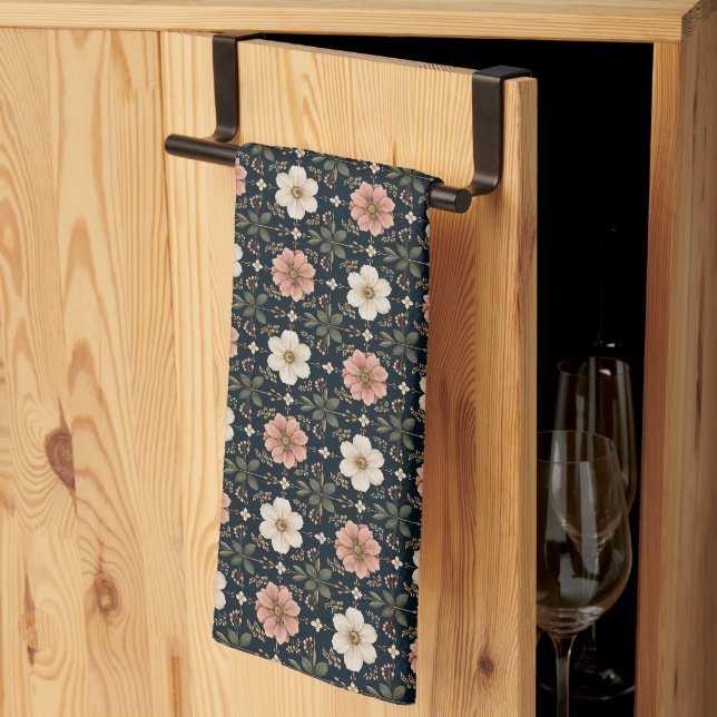 Linge De Cuisine Grille florale contemporaine équilibrée (Pliage en tiers)