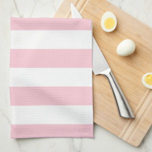 Linge De Cuisine Grilles Verticales Bébé Rose Et Blanc Gratté