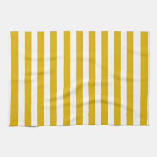 Linge De Cuisine Grilles verticales jaunes et blanches de moutarde