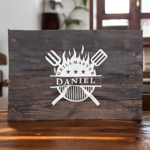 Linge De Cuisine Grillmaster BBBQ Rustique Bois foncé Impression