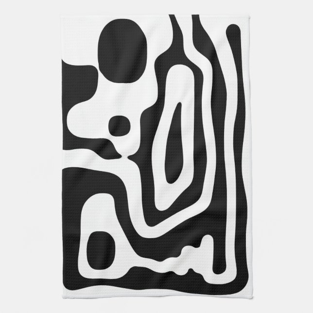 Linge De Cuisine Grip Vise : Noir et Blanc Abstrait (Vertical)