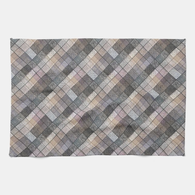 Linge De Cuisine gris à carreaux . (Horizontal)