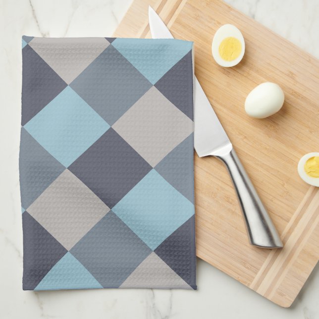 Linge De Cuisine Gris Bleu de truite Plaid de coton (Quart Plié)