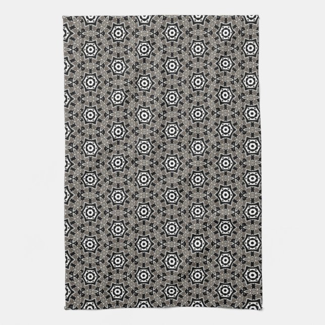 Linge De Cuisine Gris+Cercle noir Hexagon Motif Tissu de cuisine (Vertical)