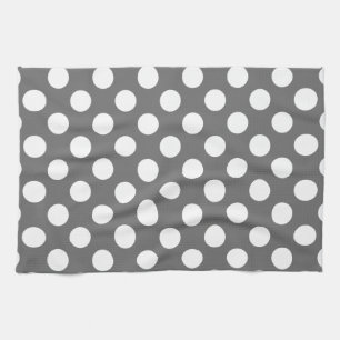 Linge De Cuisine Gris Charbon et pois blancs