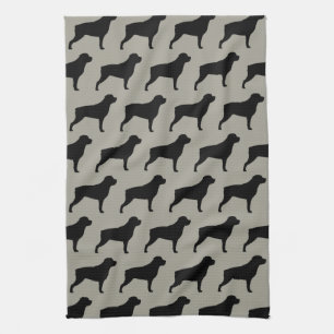 Linge De Cuisine Gris de motif de silhouettes de rottweiler