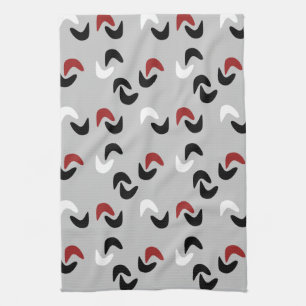 Linge De Cuisine Gris, noir, blanc, rouge Boomerang Mod Retro