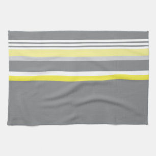 Linge De Cuisine Gris (rayure jaune)
