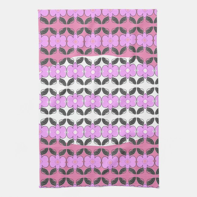 Linge De Cuisine Gris rose et blanc (Vertical)